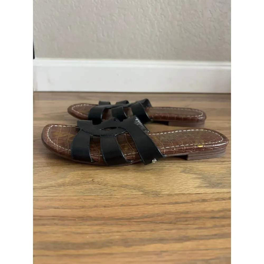 Sam Edelman Byrna Strappy Slide Sandals Black Leather Flat Open Toe Size 6